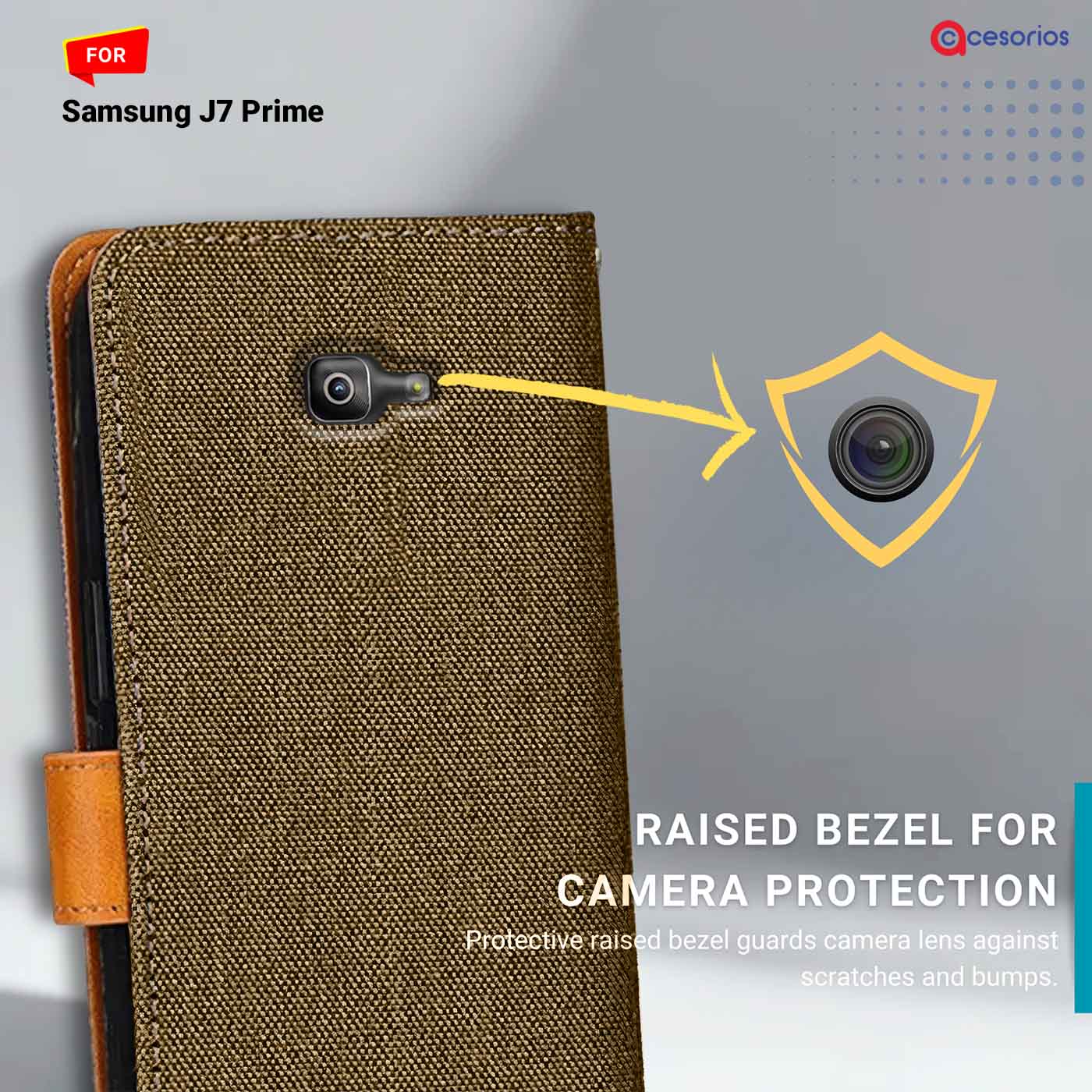 Denim & Leather back panel — Samsung J7 Prime in Dark Brown mobile case