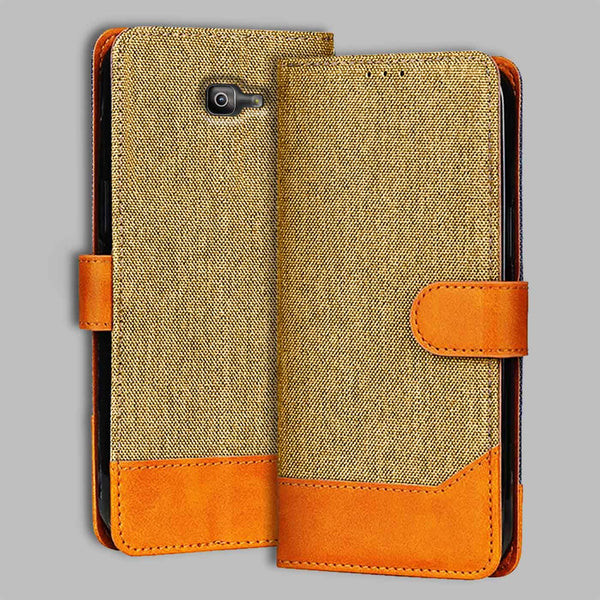 Samsung J7 Prime 2 Flip Cover — Denim, Camel Beige after a year of daily use