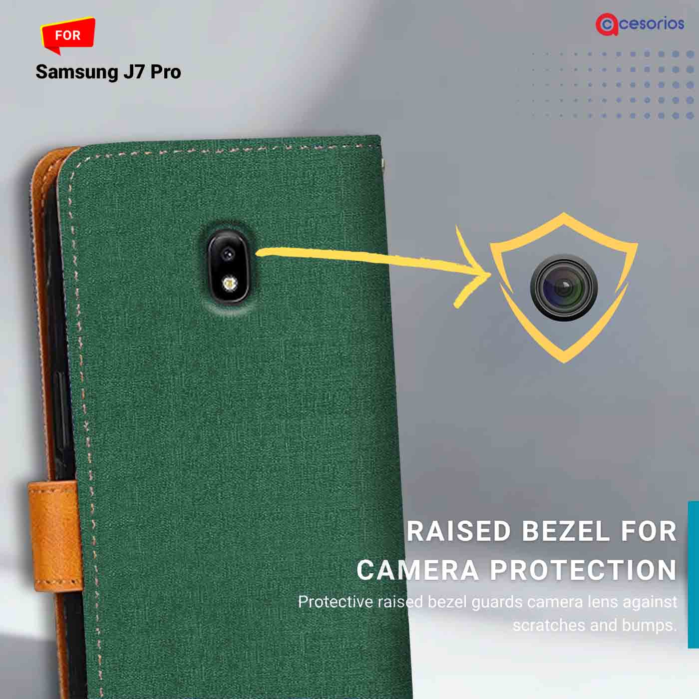 Canvas & Suede back panel — Samsung J7 Pro in Green mobile case