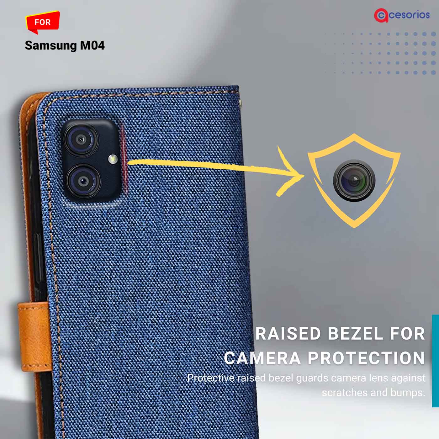 Accesorios Samsung M04 denim flip cover – Blue – Image 2 #color_