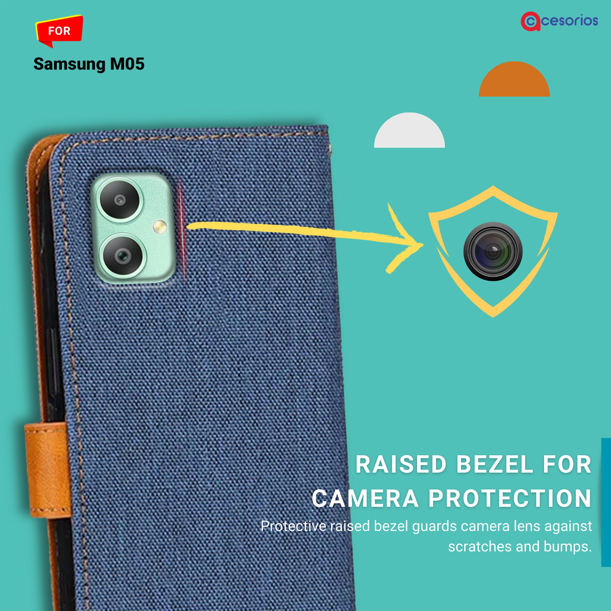 Accesorios Samsung M05 denim flip cover – Blue – Image 2 #color_blue