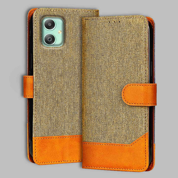 Samsung M05 Flip Cover — Denim, Camel Beige after a year of daily use