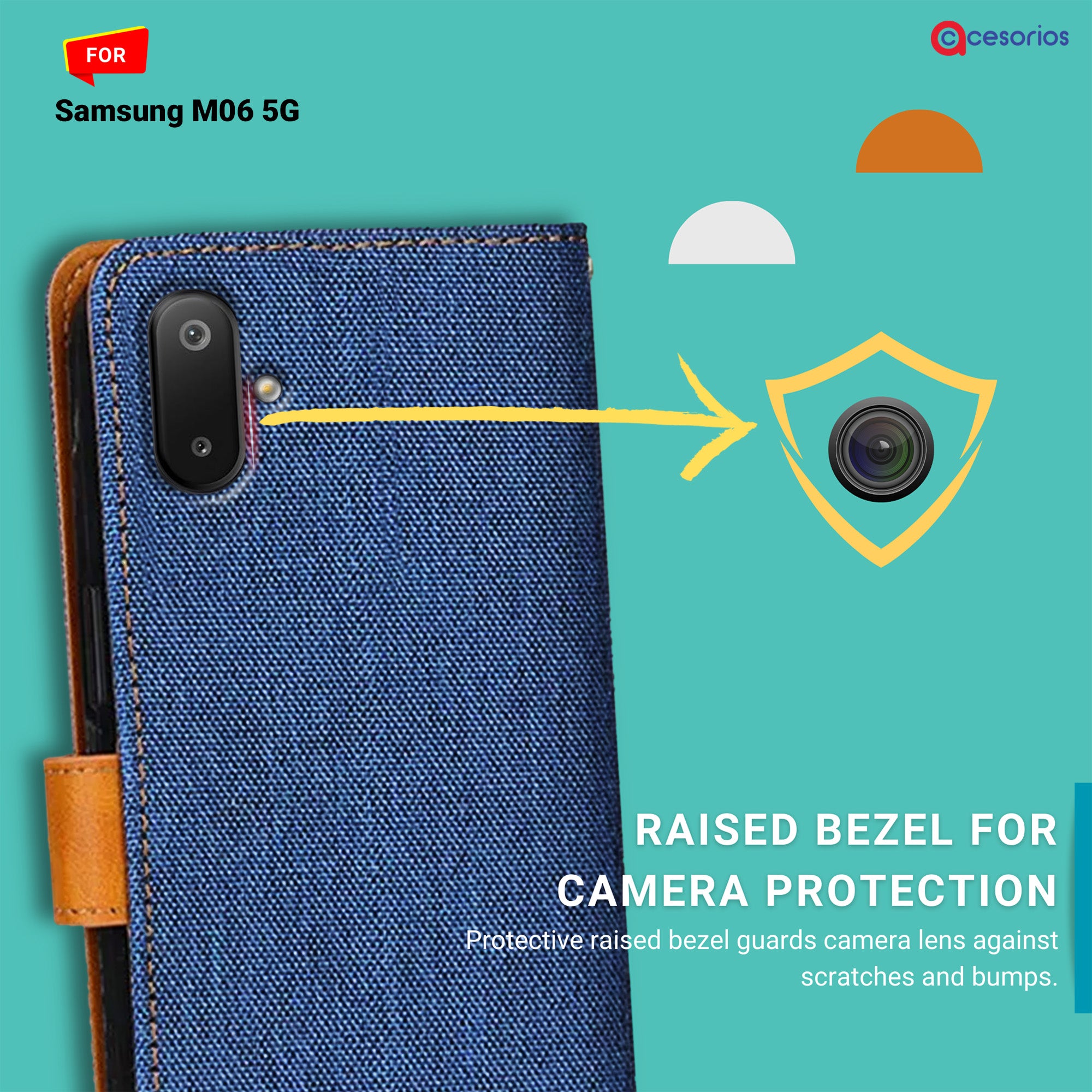 Accesorios Samsung M06 5G denim flip cover – Blue – Image 2 #color_blue