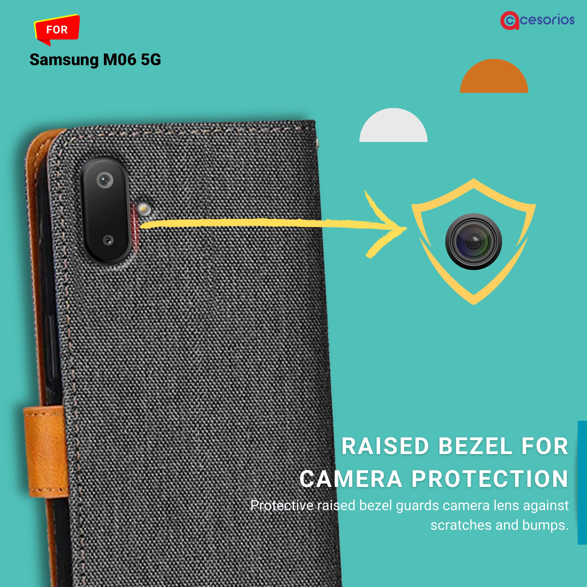 Accesorios Samsung M06 5G denim flip cover – Grey – Image 2 #color_grey