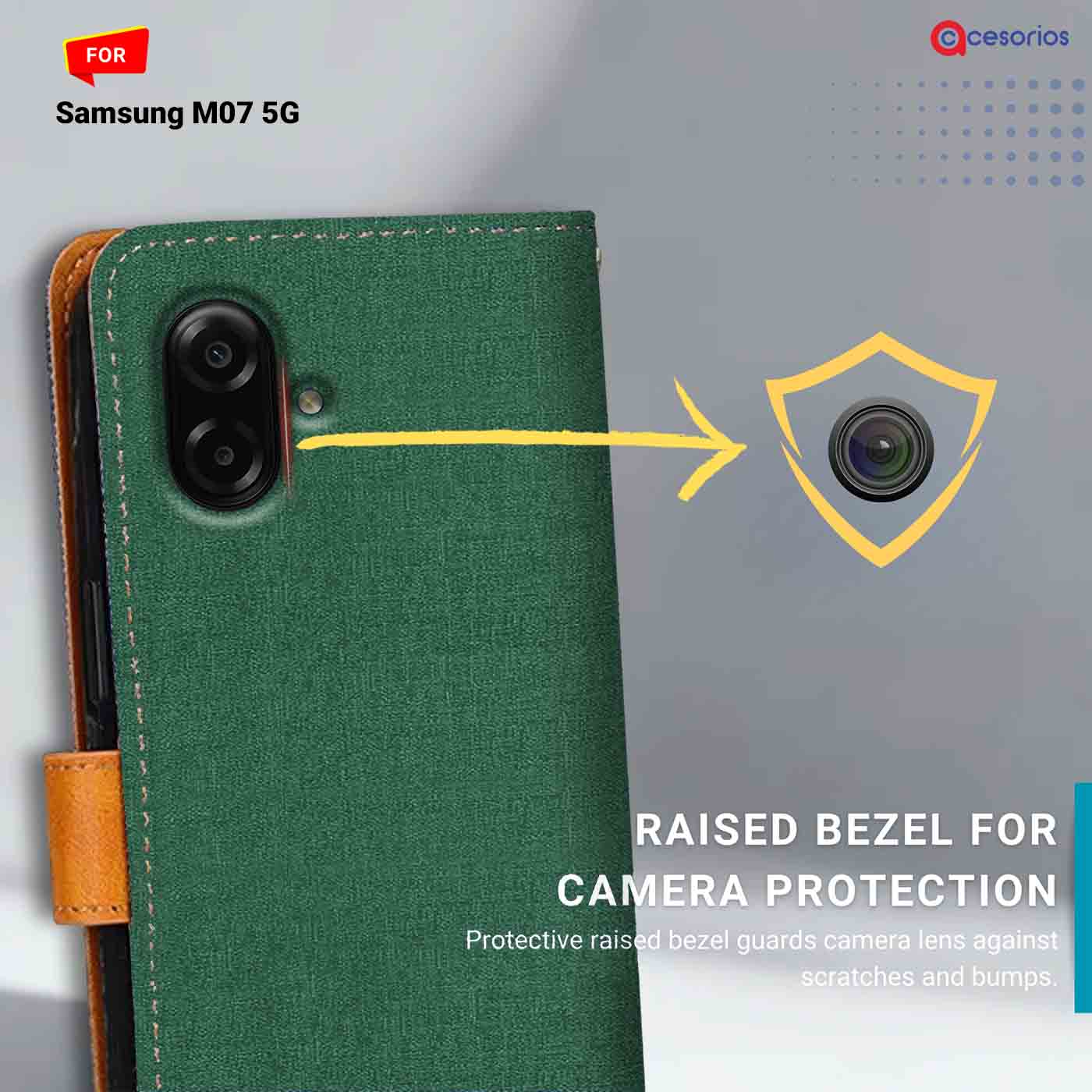 Canvas & Suede back panel — Samsung M07 5G in Green mobile case