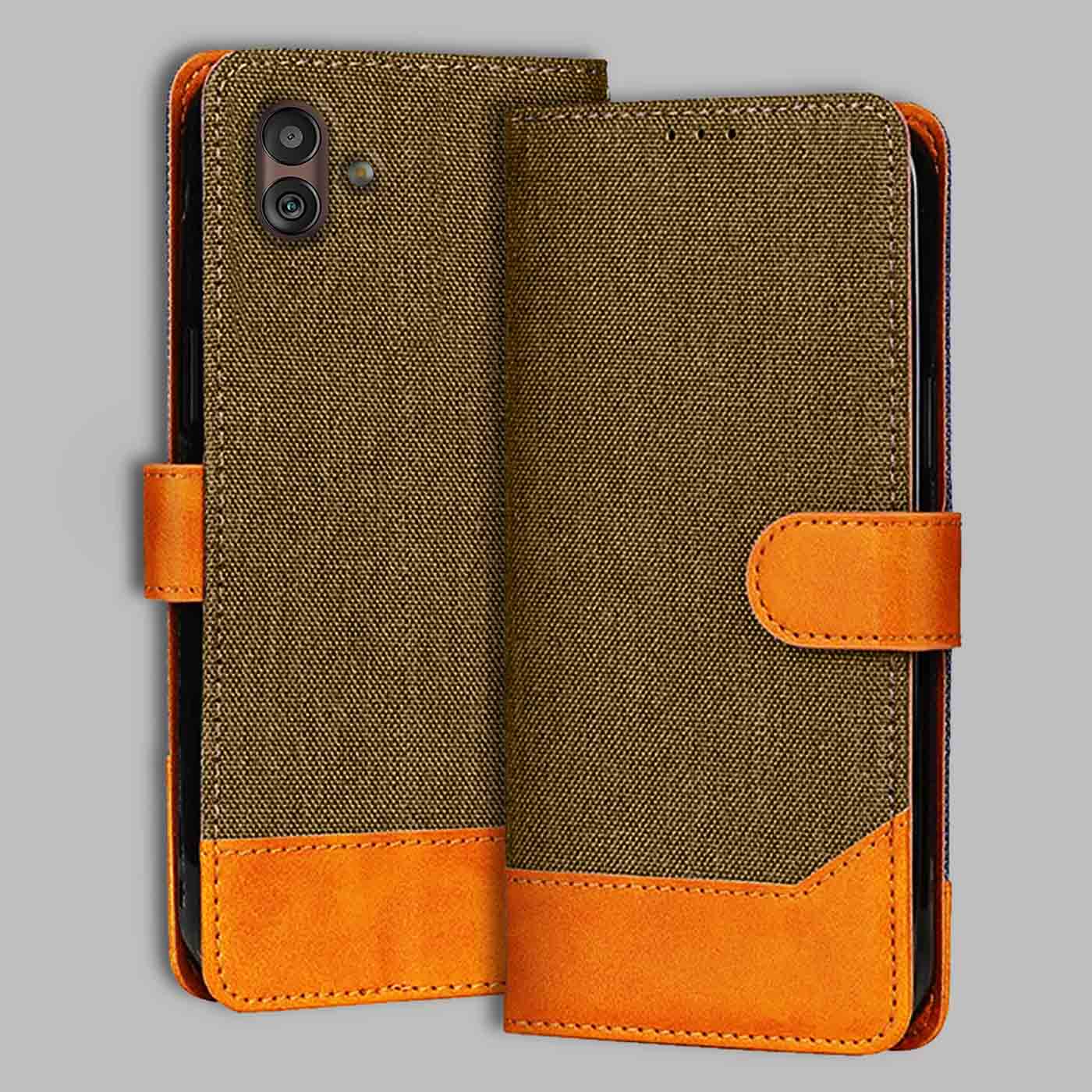 Accesorios Samsung M13 5G denim flip cover – Dark Brown – Image 1 #color_dark b