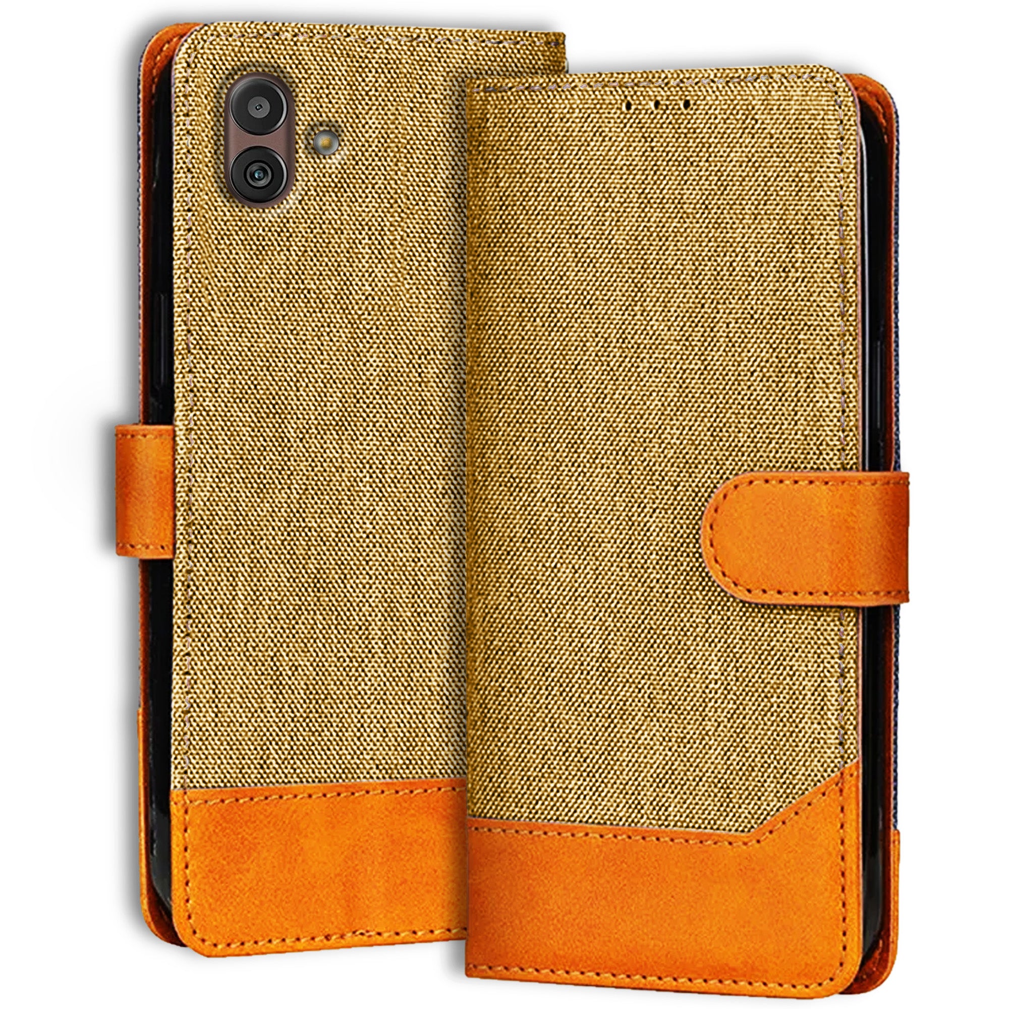 Accesorios Samsung M13 5G denim flip cover – Light Brown – Image 1 #color_light brown