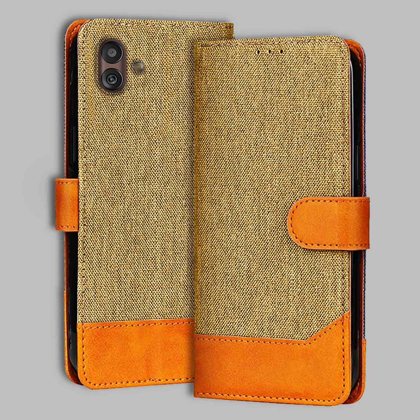 Accesorios Samsung M13 5G denim flip cover – Light Brown – Image 1 #color_light b