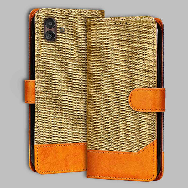 Samsung M13 5G Flip Cover — Denim, Camel Beige after a year of daily use