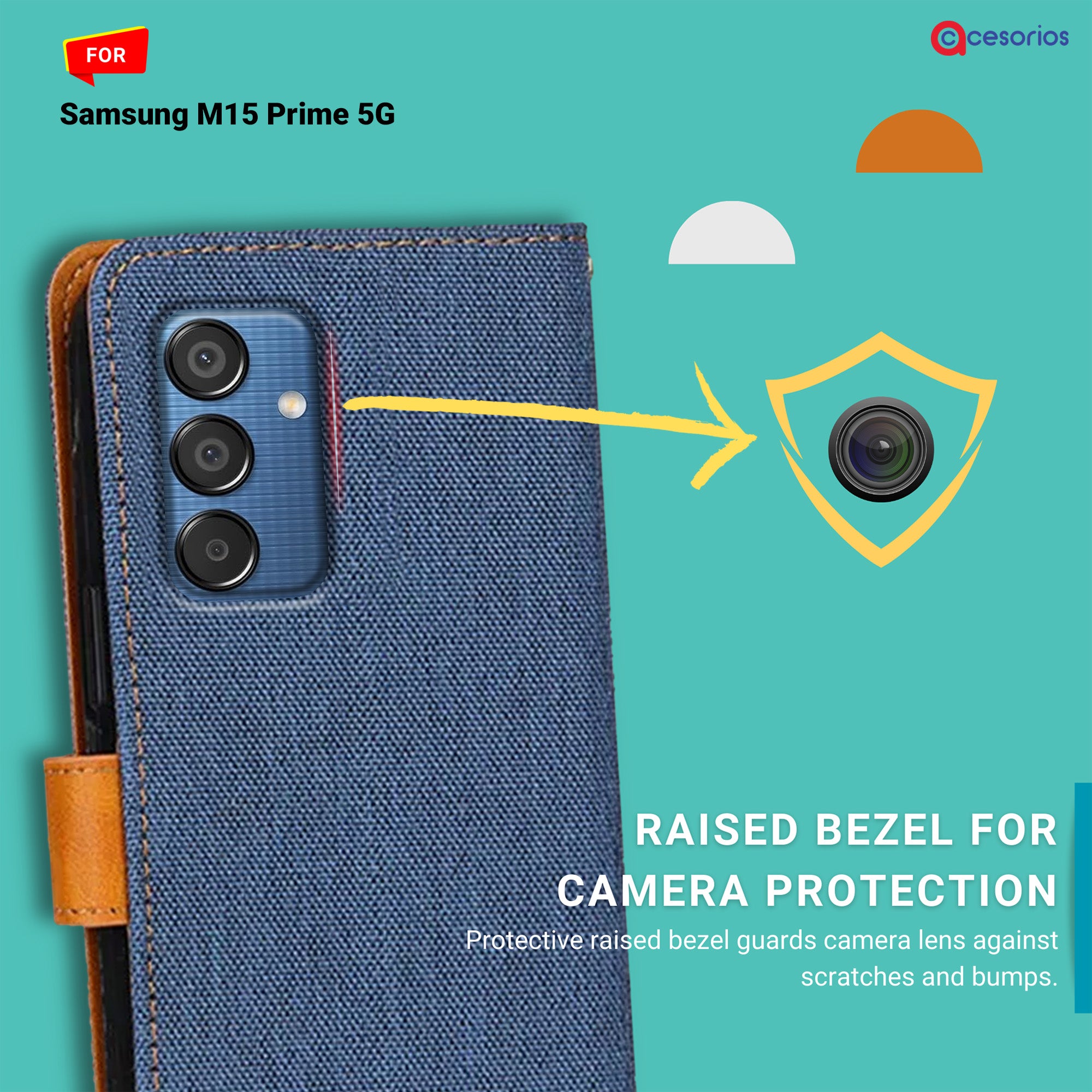 Accesorios Samsung M15 Prime 5G denim flip cover – Blue – Image 2 #color_blue