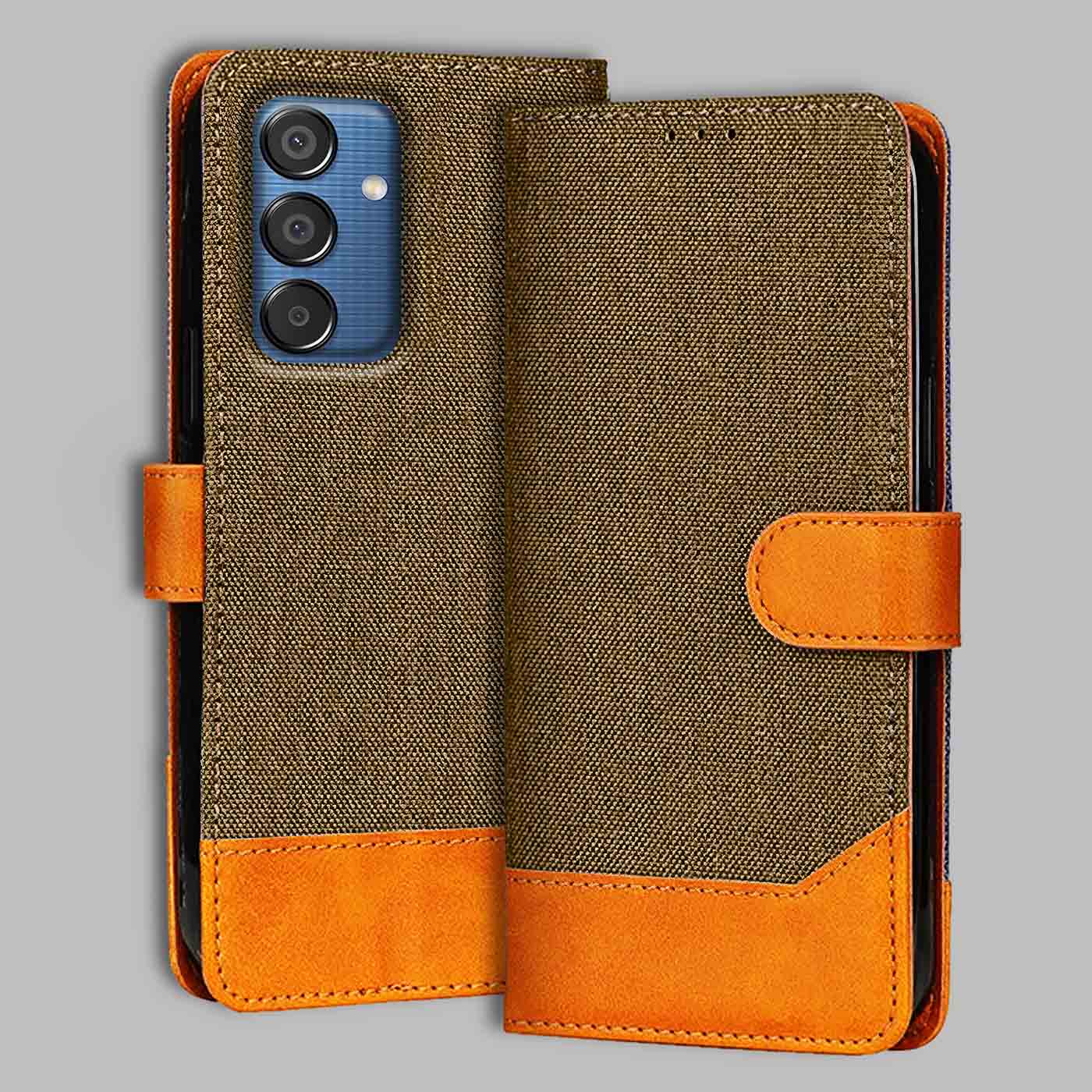Accesorios Samsung M15 Prime 5G denim flip cover – Dark Brown – Image 1 #color_dark b