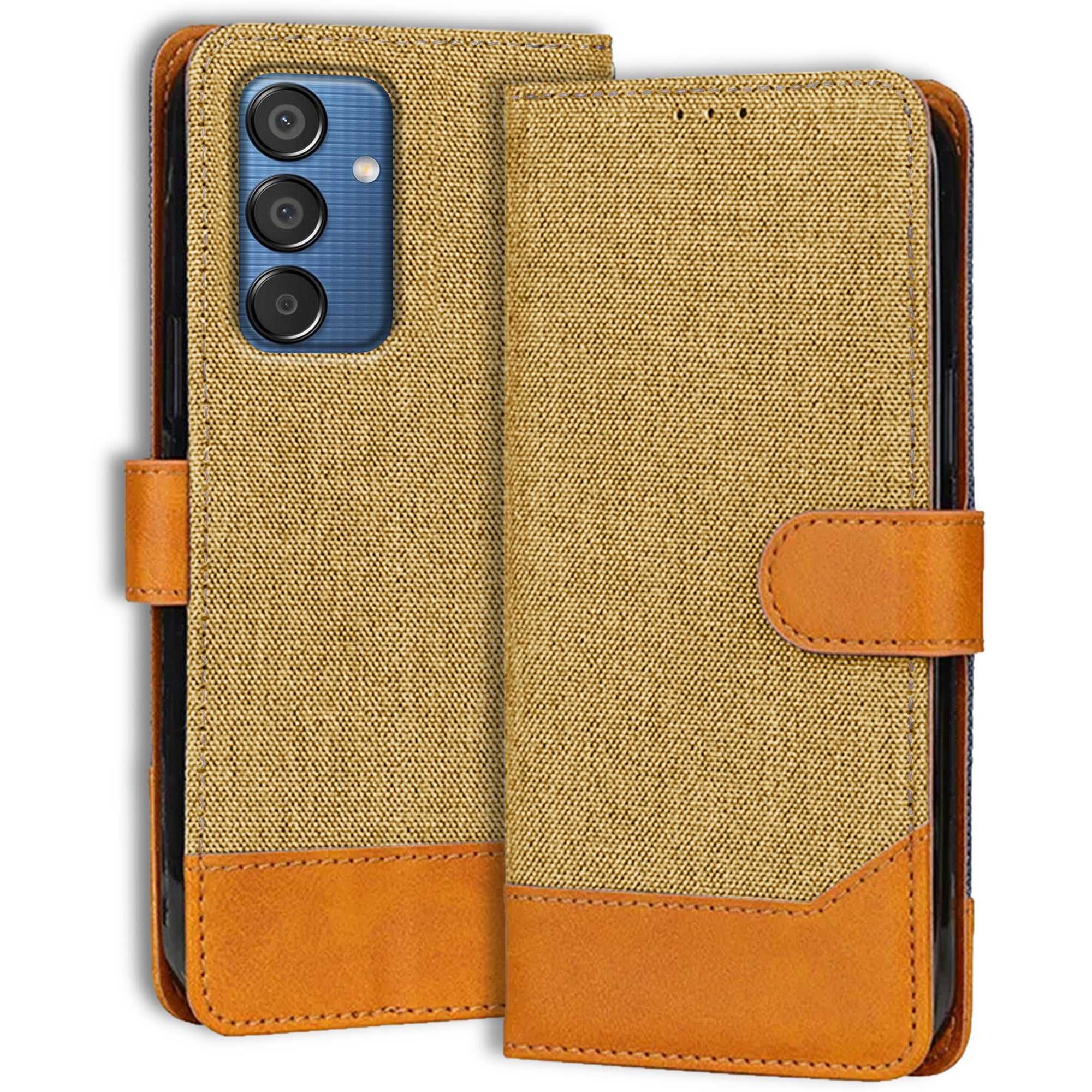 Accesorios Samsung M15 Prime 5G denim flip cover – Light Brown – Image 1 #color_light brown