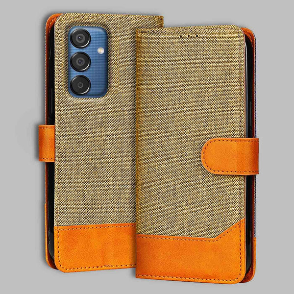 Samsung M15 Prime 5G Flip Cover — Denim, Camel Beige after a year of daily use
