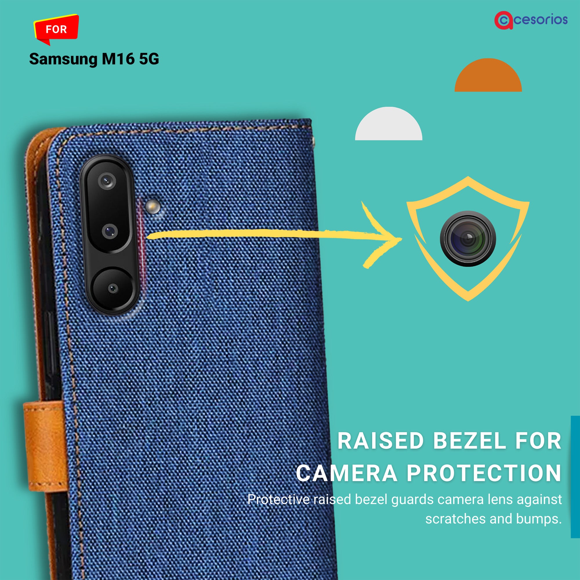 Accesorios Samsung M16 5G denim flip cover – Blue – Image 2 #color_blue
