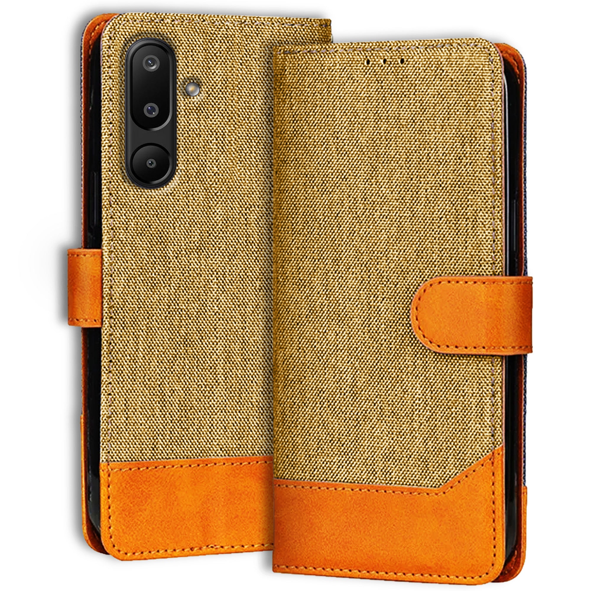 Accesorios Samsung M16 5G denim flip cover – Light Brown – Image 1 #color_light brown