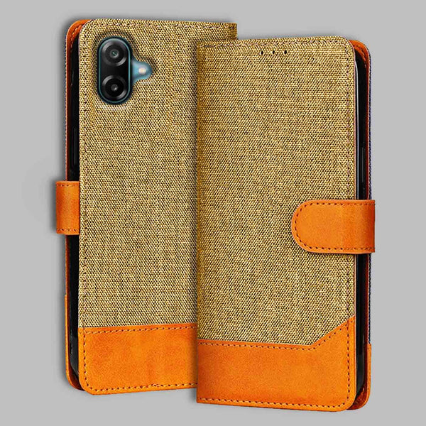 Samsung M17e 5G Flip Cover — Denim, Camel Beige after a year of daily use