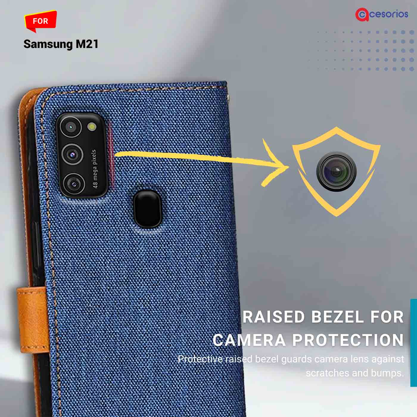 Accesorios Samsung M21 denim flip cover – Blue – Image 2 #color_