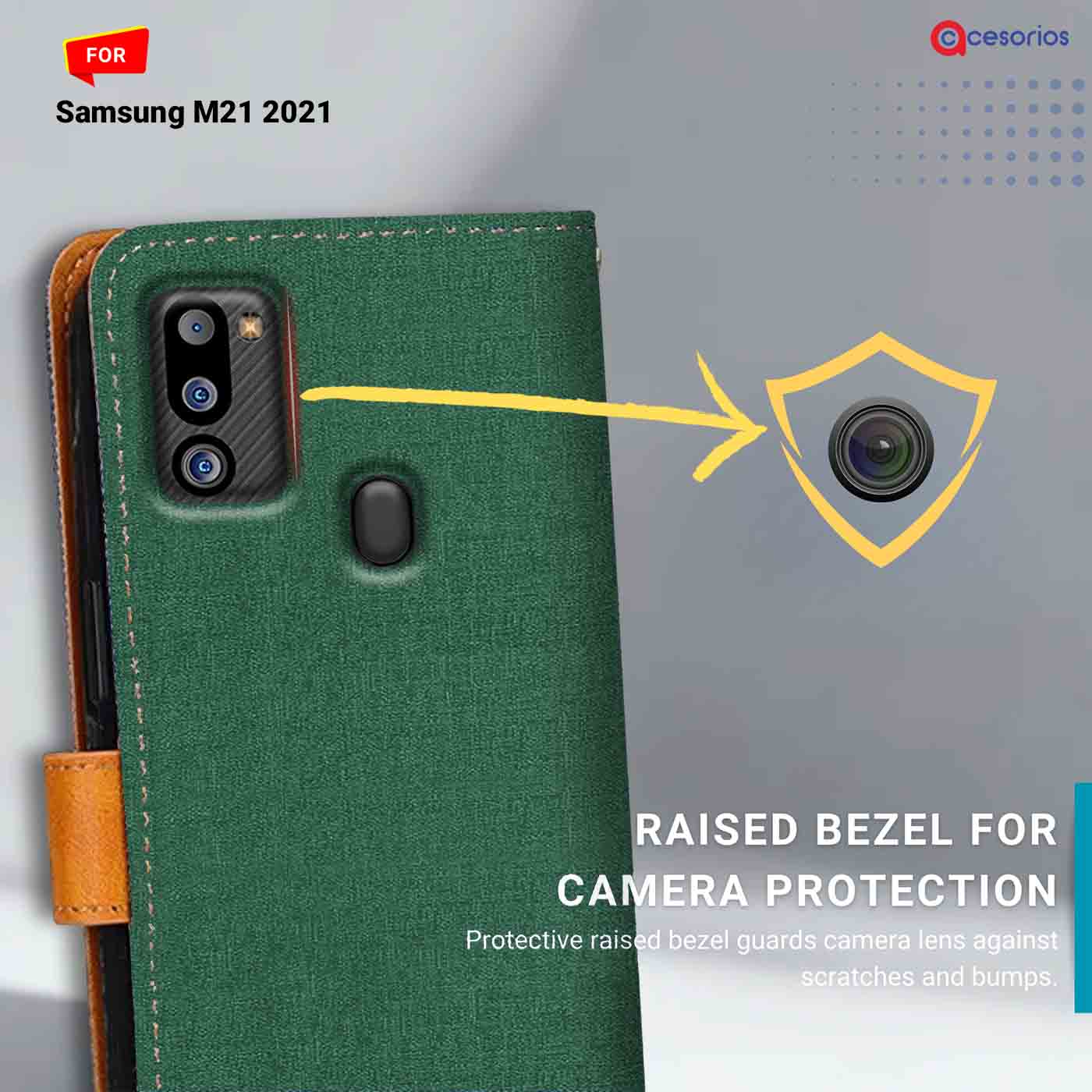 Canvas & Suede back panel — Samsung M21 2021 in Green mobile case