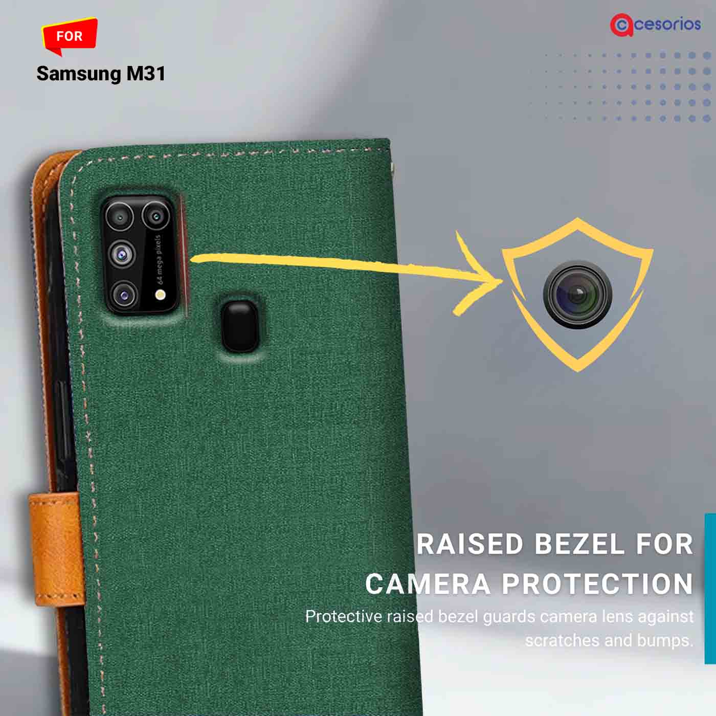 Canvas & Suede back panel — Samsung M31 in Green mobile case