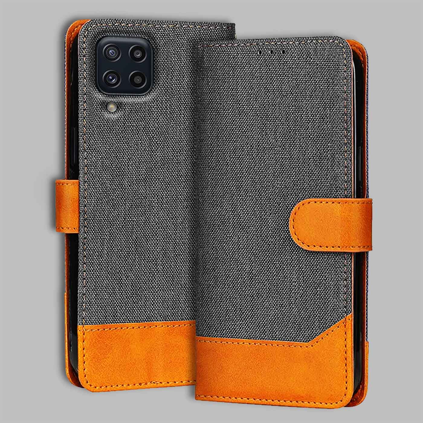 Accesorios Samsung M32 4G denim flip cover – Grey – Image 1 #color_