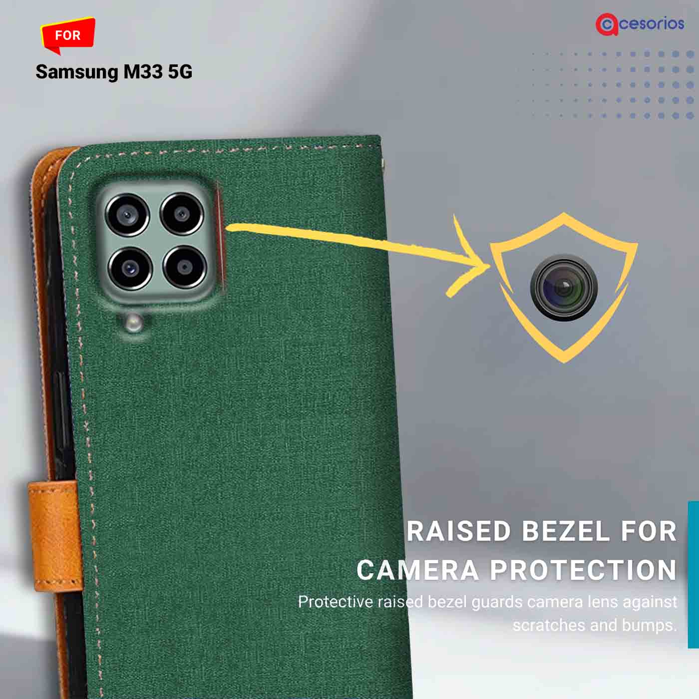 Accesorios Samsung M33 5G denim flip cover – Green – Image 2 #color_g