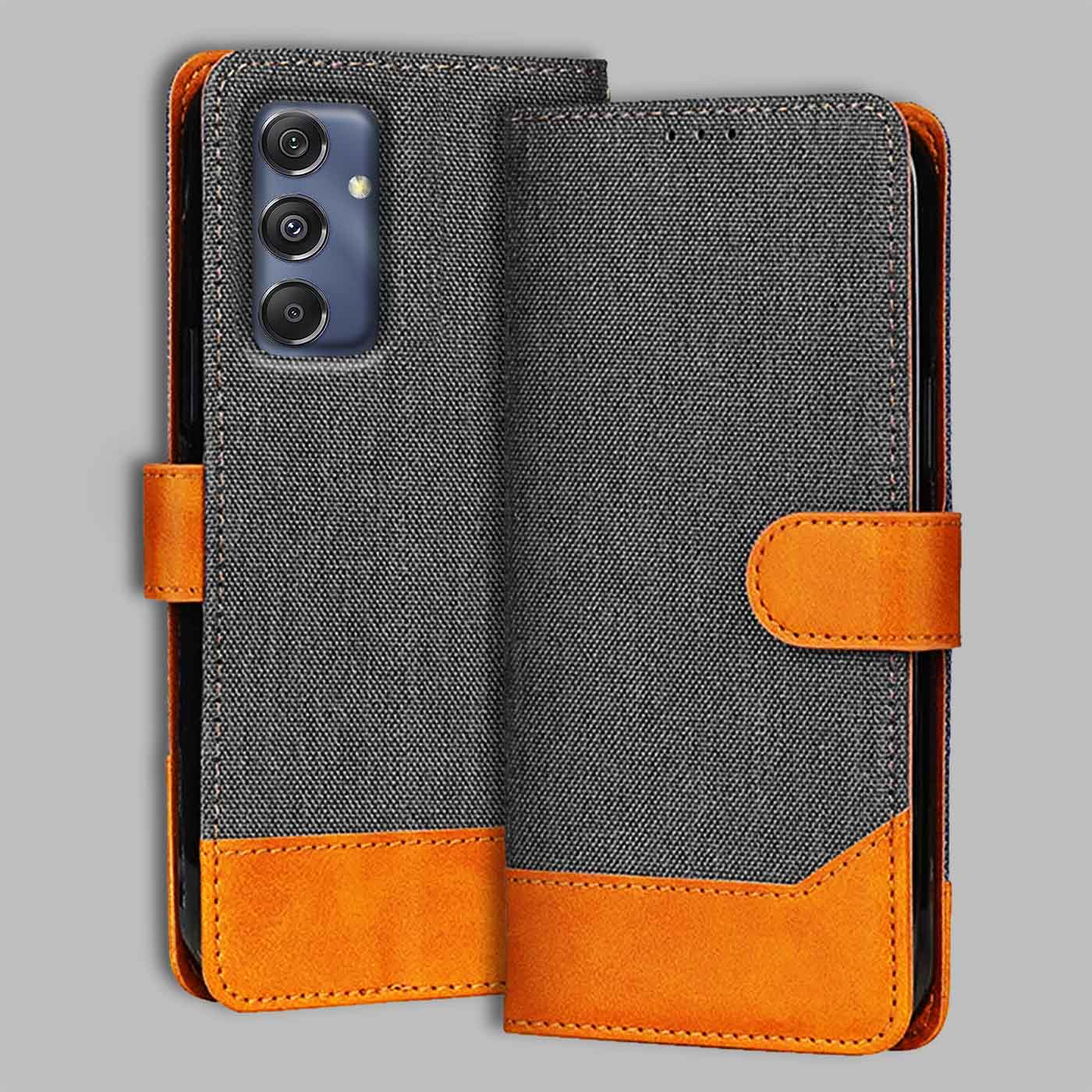 Accesorios Samsung M34 5G denim flip cover – Grey – Image 1 #color_