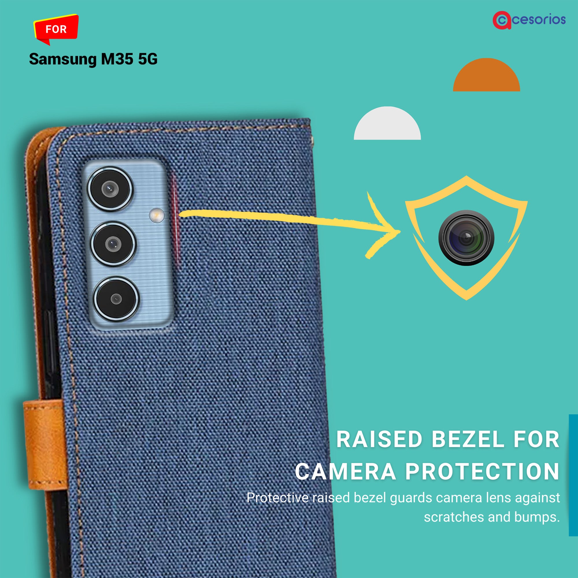 Accesorios Samsung M35 5G denim flip cover – Blue – Image 2 #color_blue