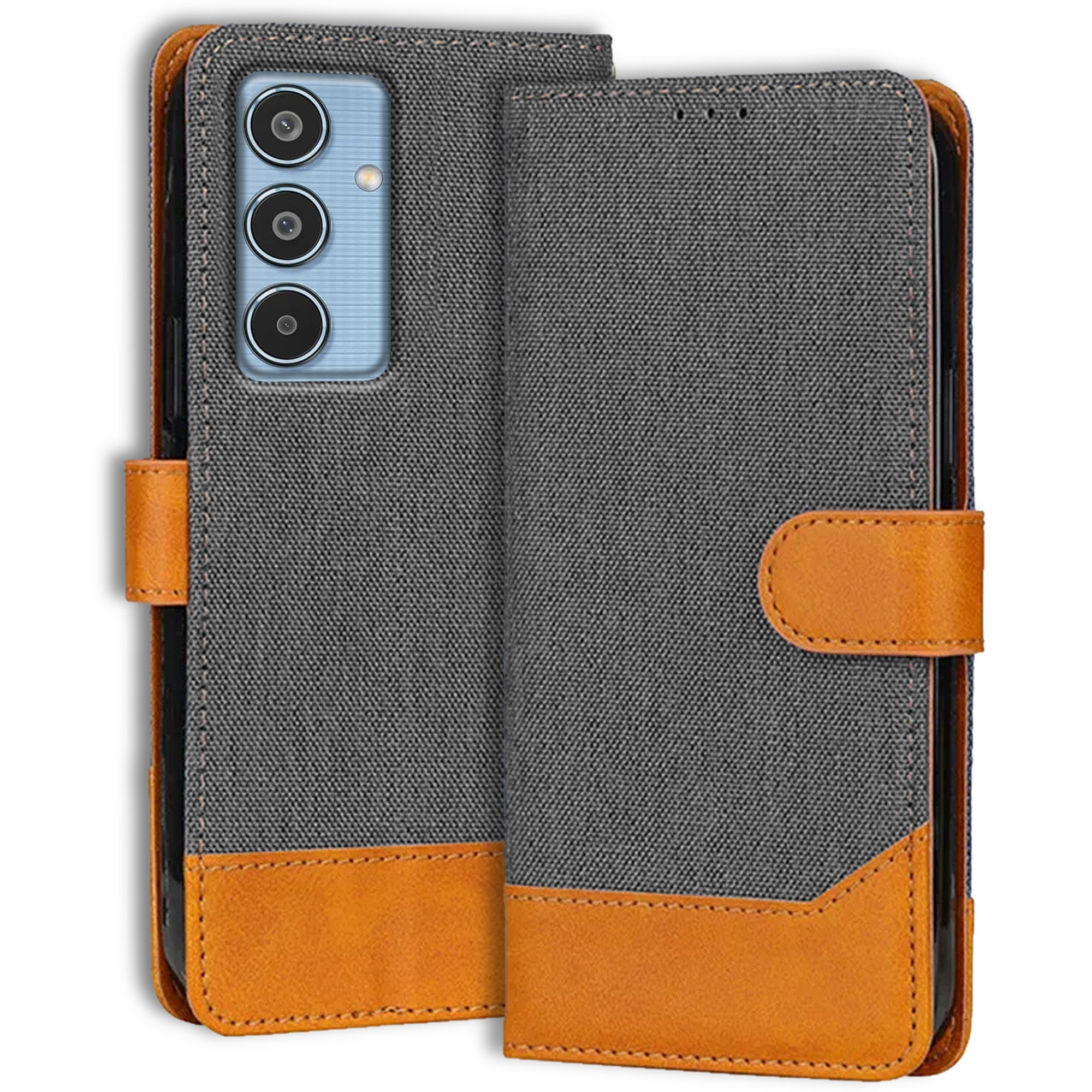Accesorios Samsung M35 5G denim flip cover – Grey – Image 1 #color_grey