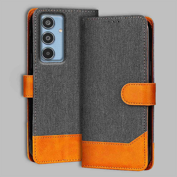 Samsung M35 5G Flip Cover — Denim, Graphite Grey after a year of daily use
