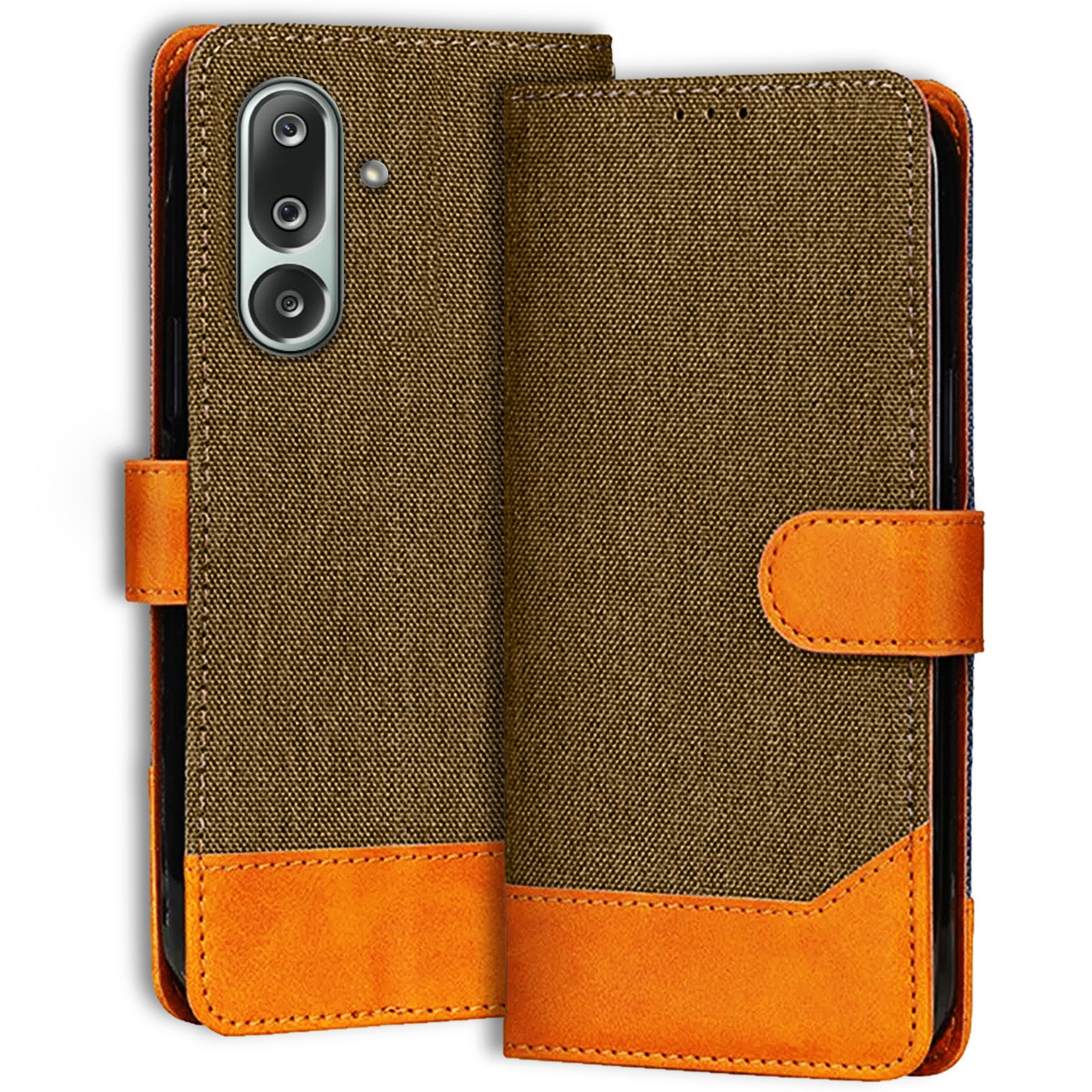 Accesorios Samsung M36 5G denim flip cover – Dark Brown – Image 1 #color_dark brown
