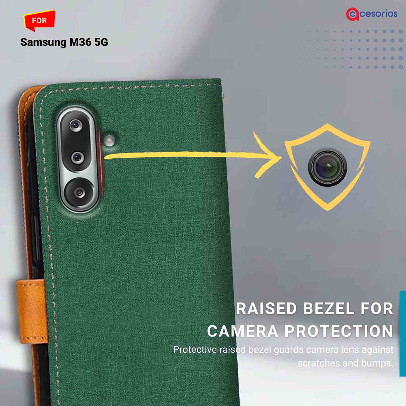 Accesorios Samsung M36 5G denim flip cover – Green – Image 2 #color_g