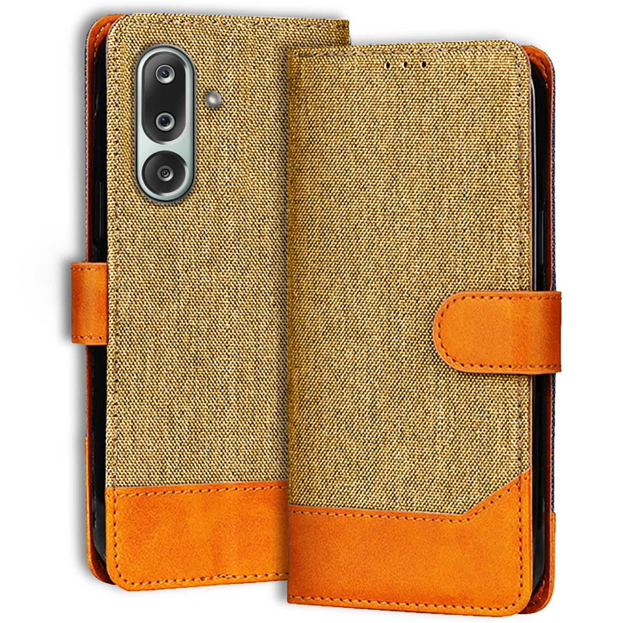Accesorios Samsung M36 5G denim flip cover – Light Brown – Image 1 #color_light brown