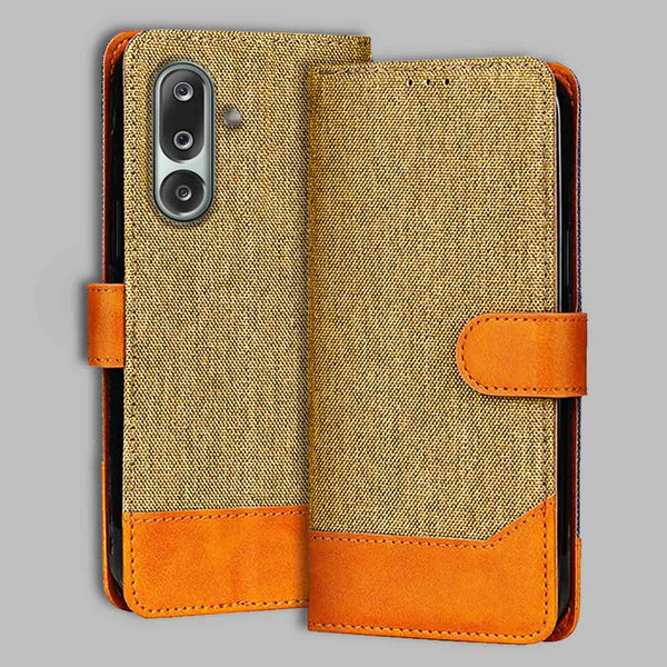 Samsung M36 5G Flip Cover — Denim, Camel Beige after a year of daily use