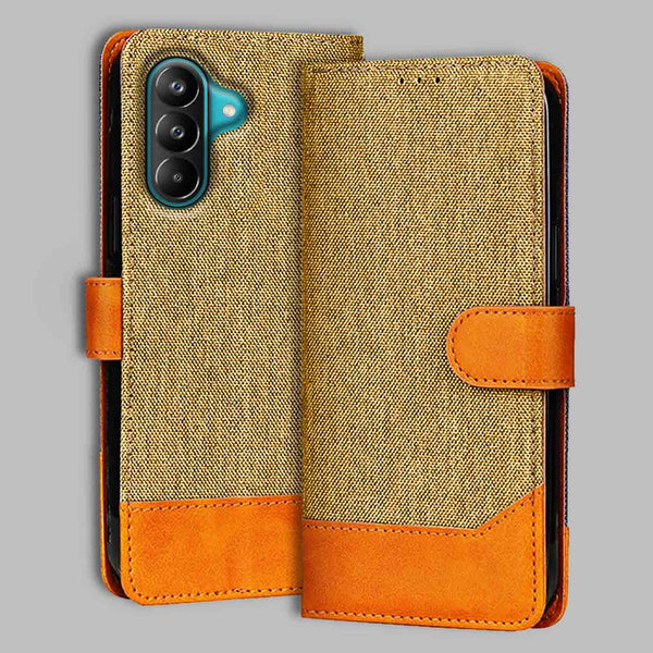 Samsung M47 5G Flip Cover — Denim, Camel Beige after a year of daily use