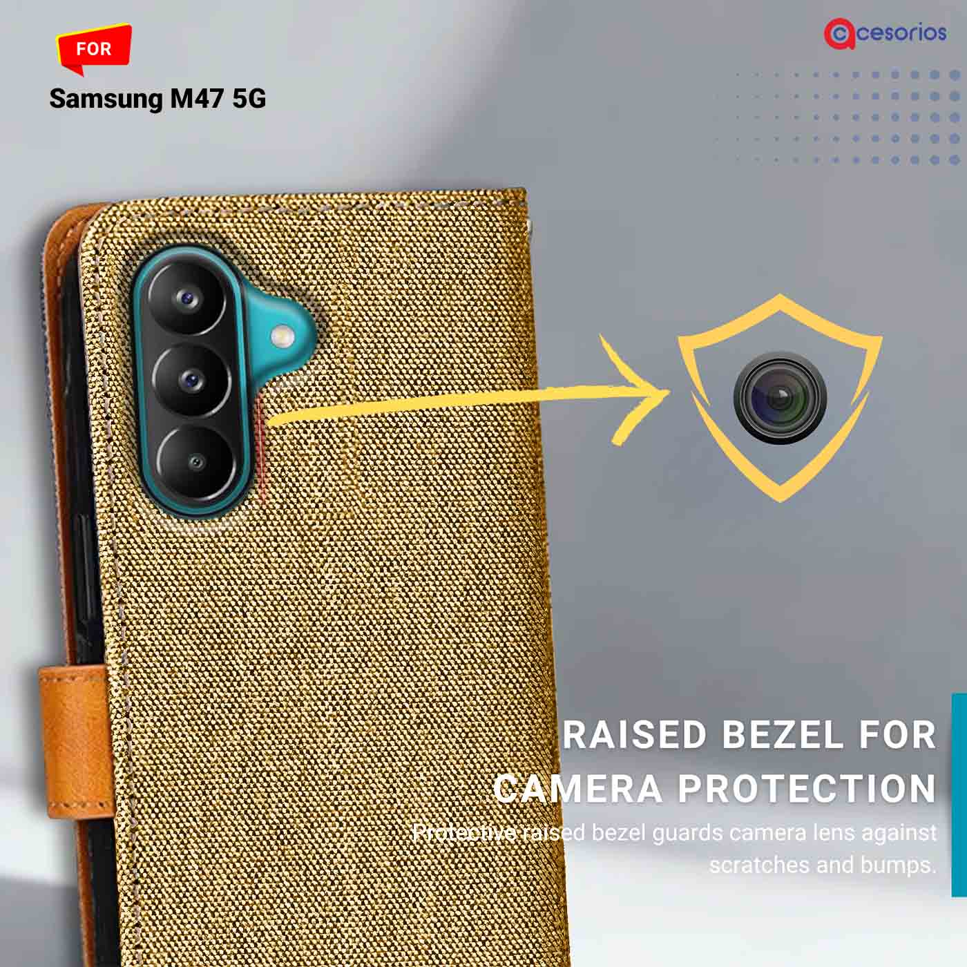 Denim & Leather back panel — Samsung M47 5G mobile case