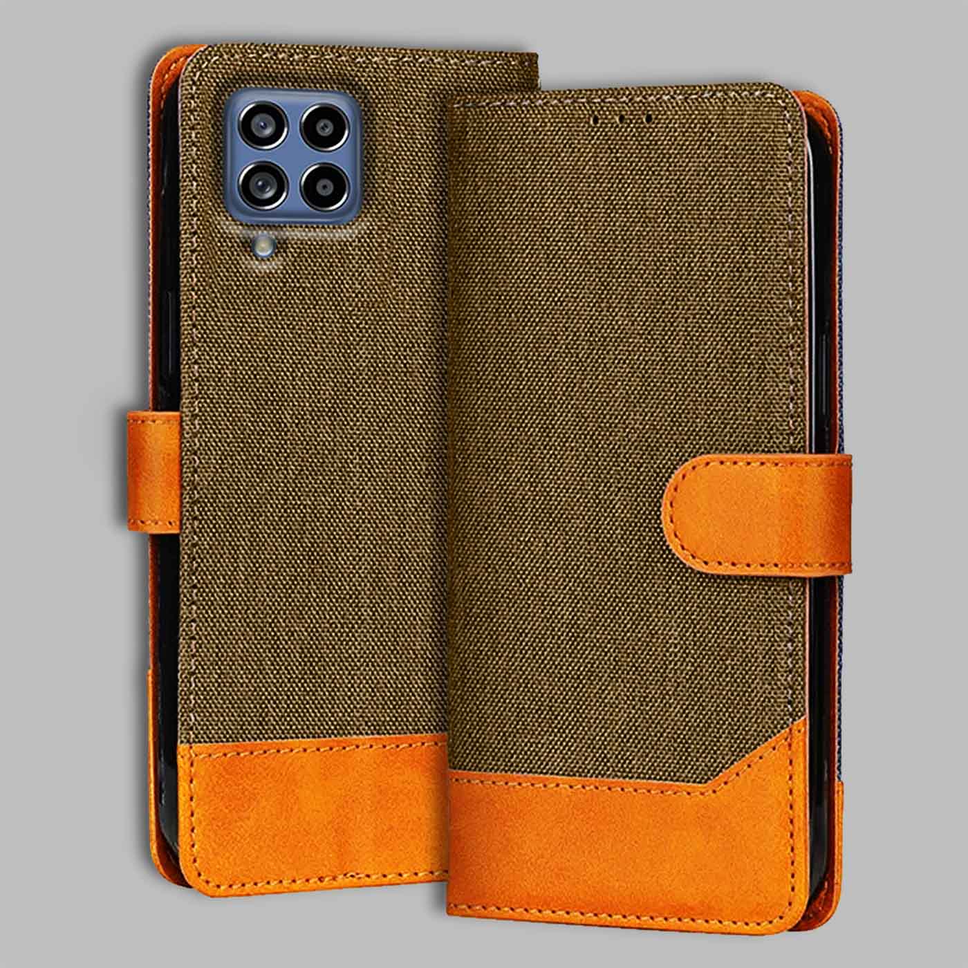 Accesorios Samsung M53 5G denim flip cover – Dark Brown – Image 1 #color_dark b