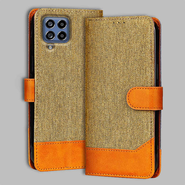Samsung M53 5G Flip Cover — Denim, Camel Beige after a year of daily use