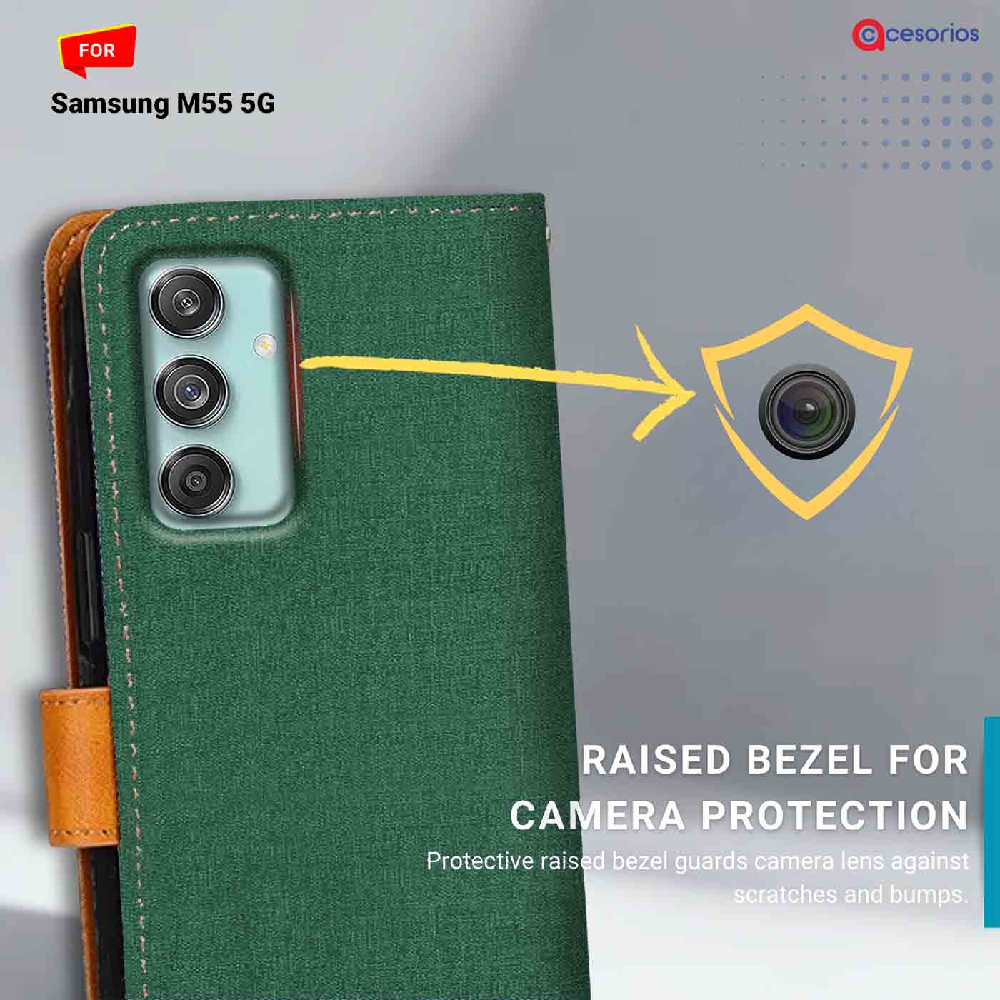 Accesorios Samsung M55 5G denim flip cover – Green – Image 2 #color_g