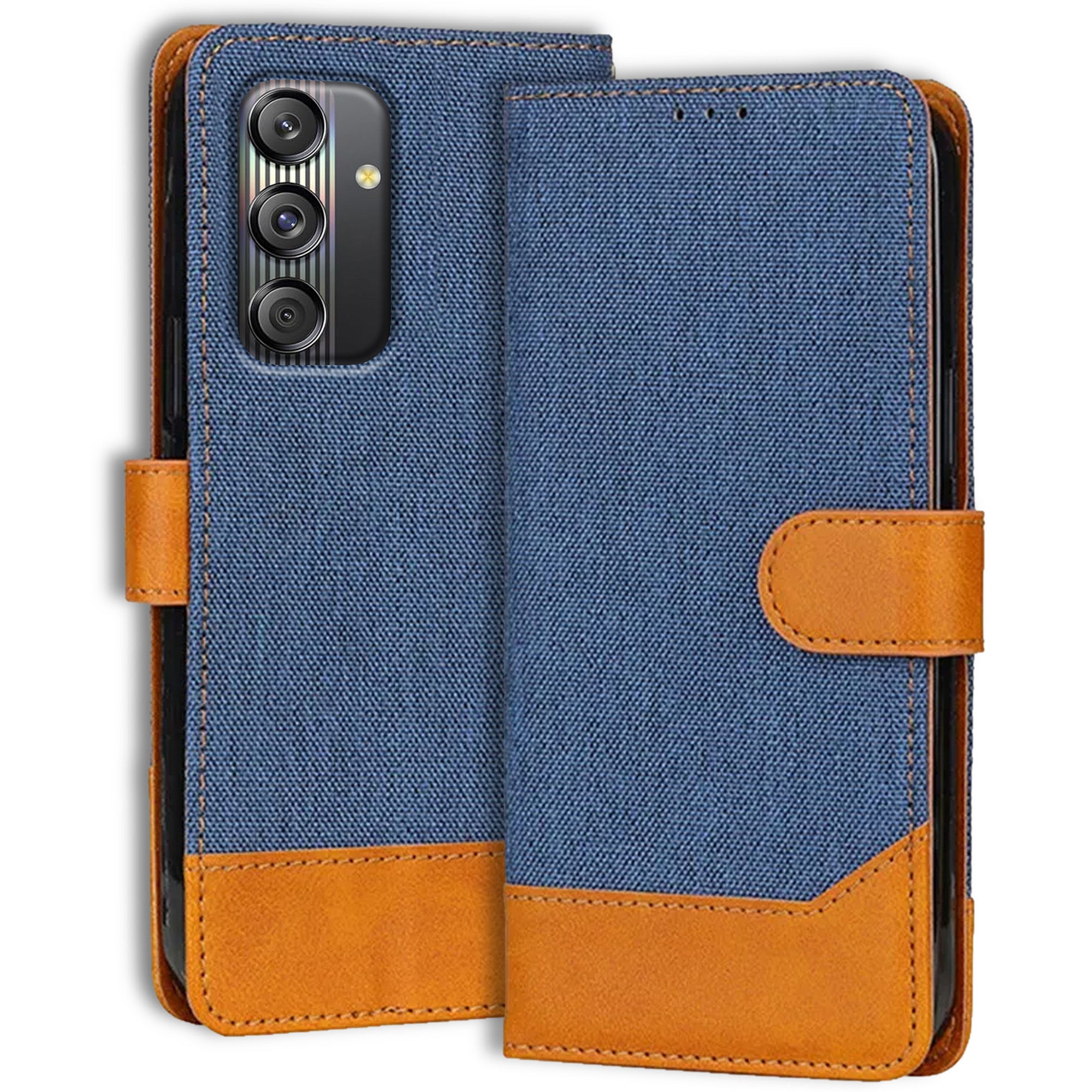 Accesorios Samsung M55S 5G denim flip cover – Blue – Image 1 #color_blue
