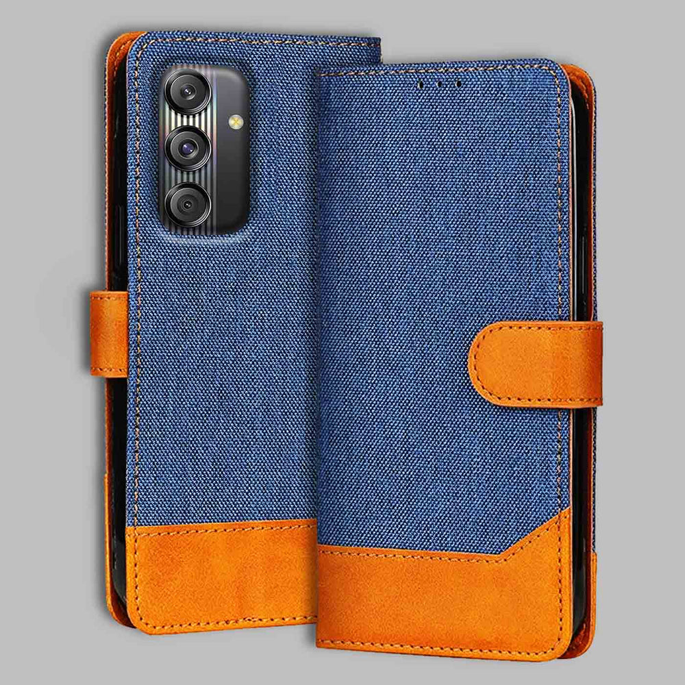 Samsung M55S 5G flip cover in Blue — front view by Accesorios