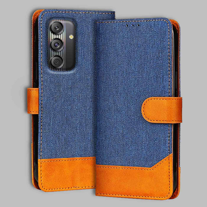Samsung M55S 5G Flip Cover — Denim, Midnight Blue after a year of daily use
