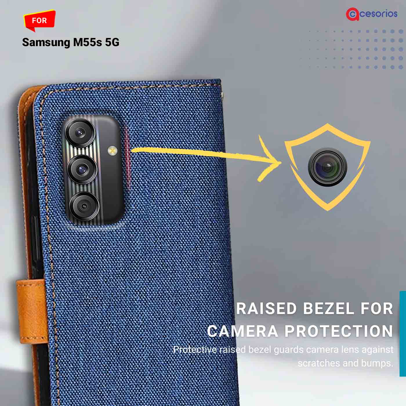 Accesorios Samsung M55S 5G denim flip cover – Blue – Image 2 #color_
