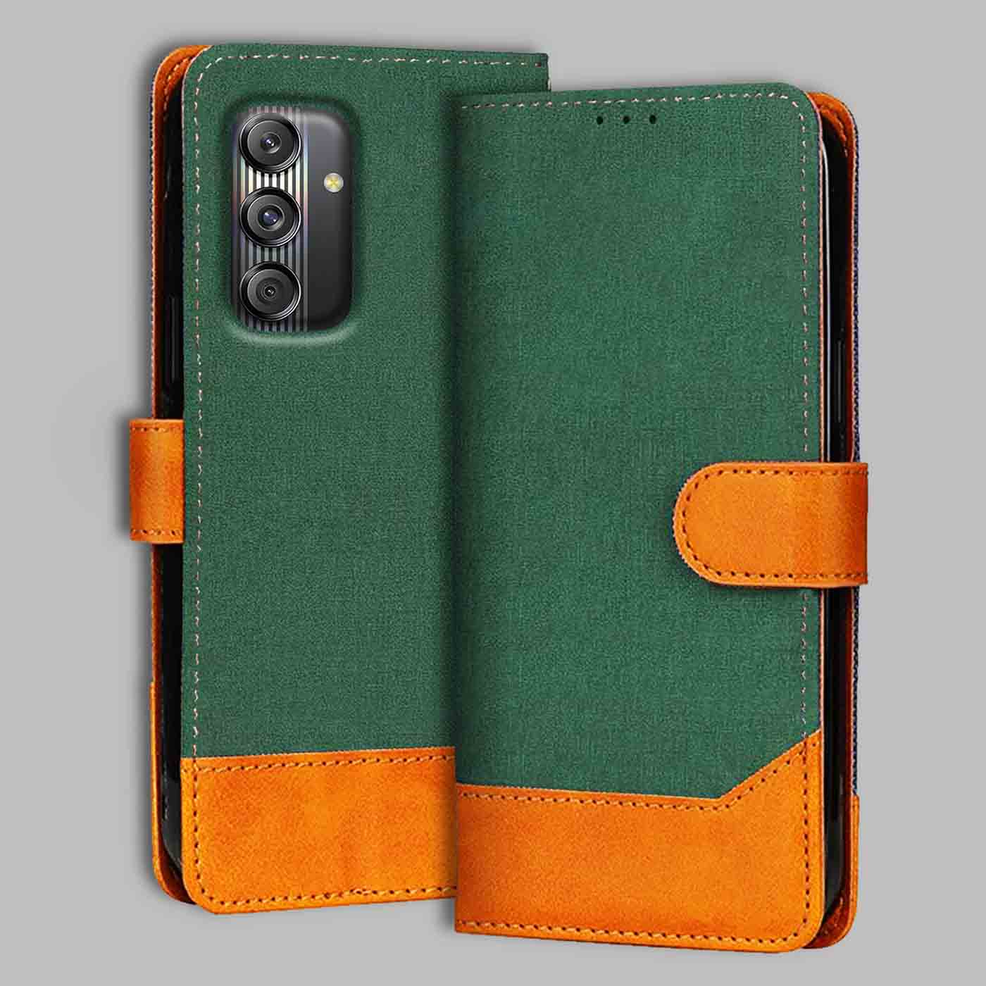 Samsung M55S 5G flip cover in Green — front view by Accesorios