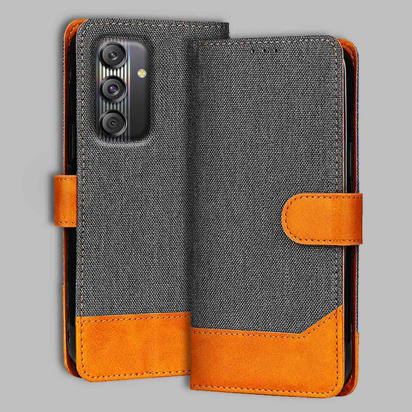 Samsung M55S 5G Flip Cover — Denim, Graphite Grey after a year of daily use