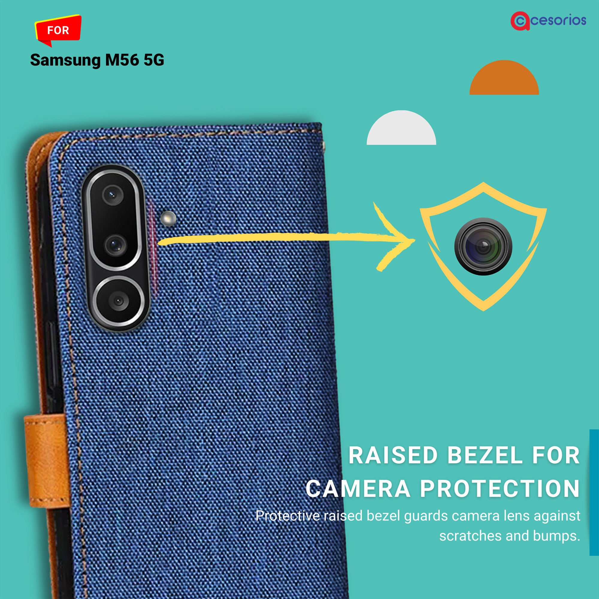 Accesorios Samsung M56 5G denim flip cover – Blue – Image 2 #color_blue