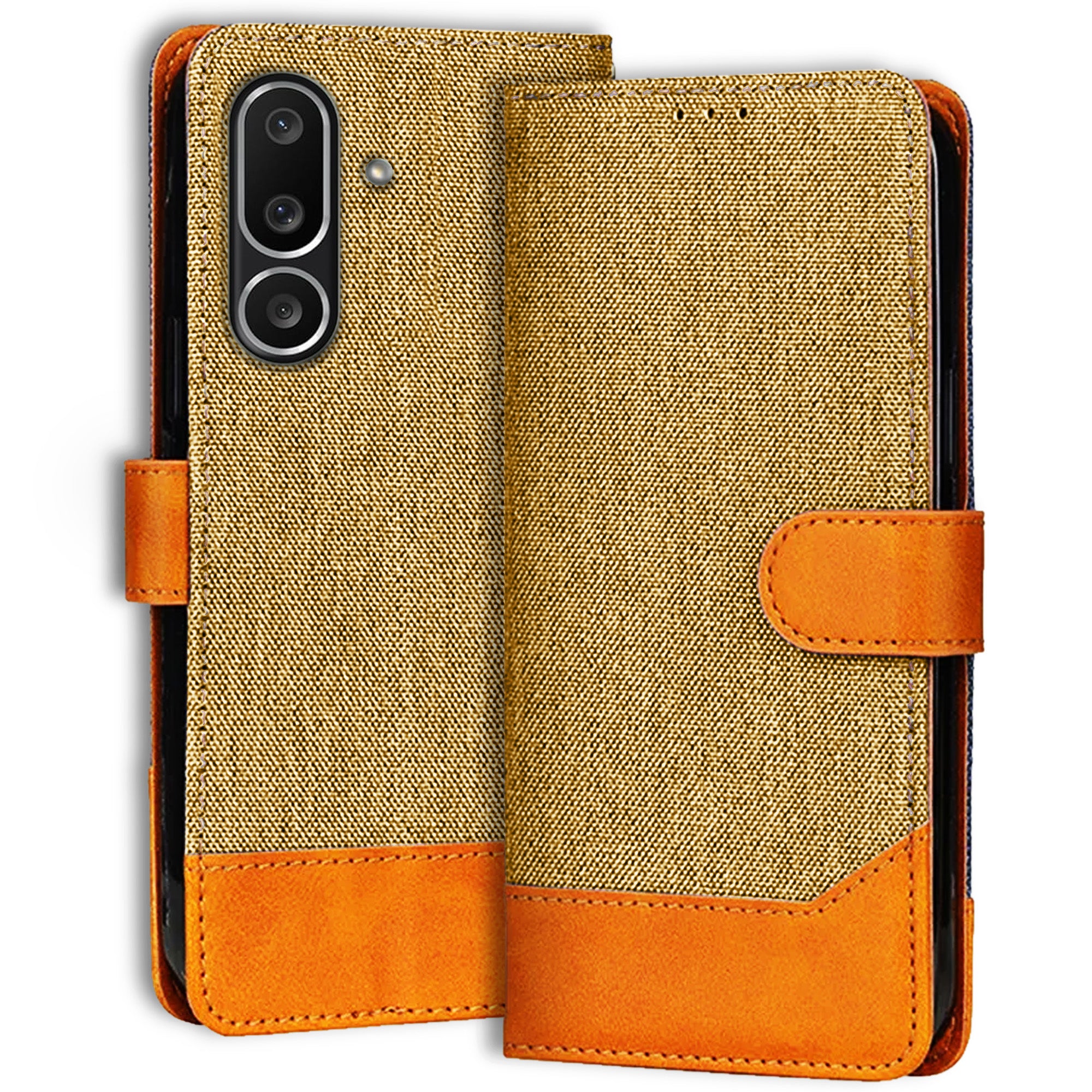 Accesorios Samsung M56 5G denim flip cover – Light Brown – Image 1 #color_light brown
