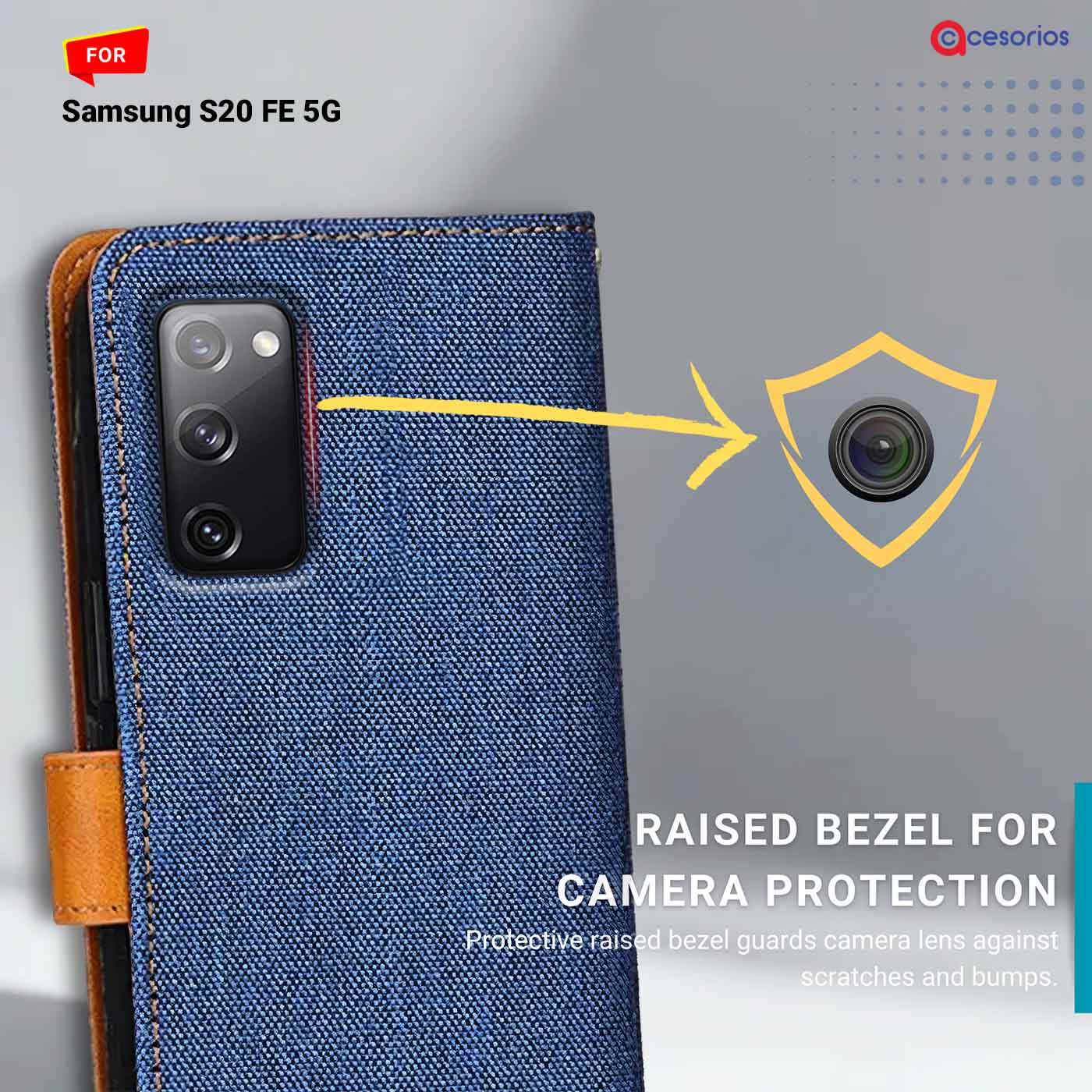 Denim & Leather back panel — Samsung S20 FE 5G in Blue mobile case