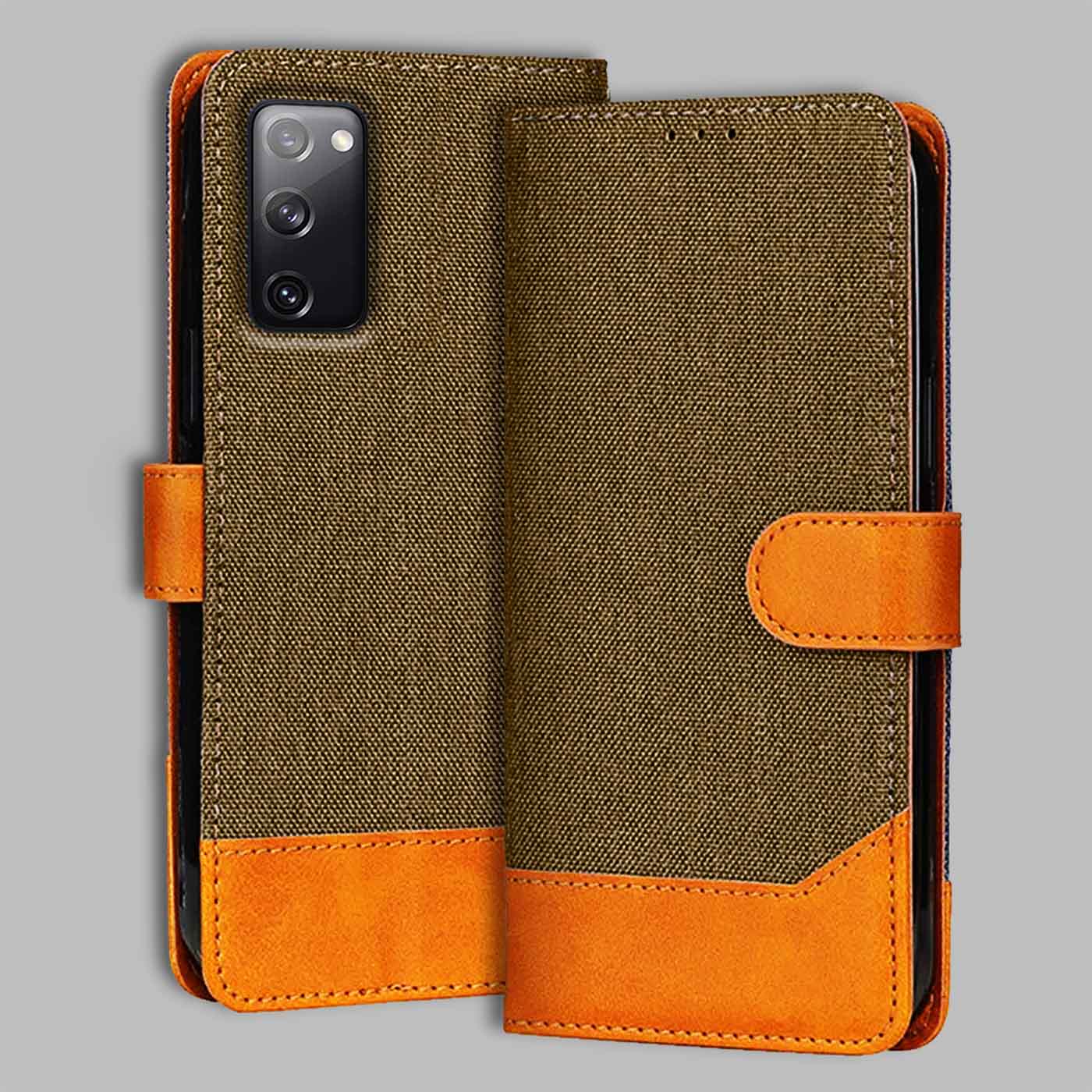Samsung S20 FE 5G flip cover in Dark Brown — front view by Accesorios