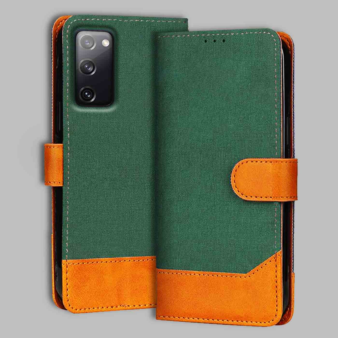 Samsung S20 FE 5G flip cover in Green — front view by Accesorios