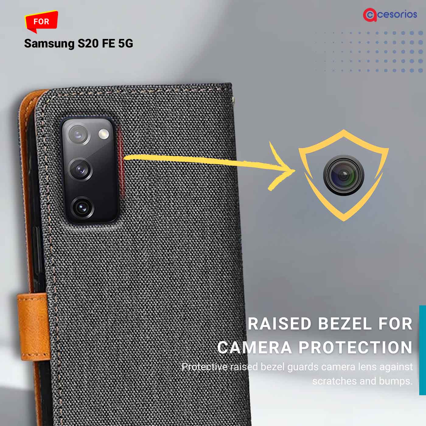 Denim & Leather back panel — Samsung S20 FE 5G in Grey mobile case